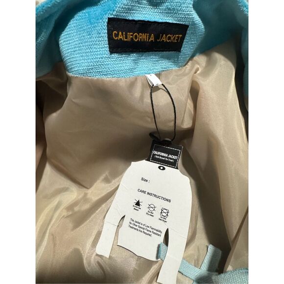 California Jacket NWT blue velvet fringe boho chique S jacket - Picture 9 of 13